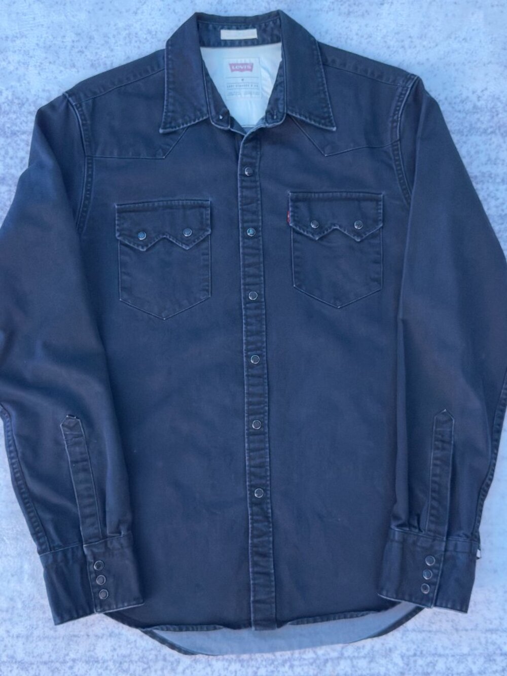 Levi's Slim Fit Western Pearl Snap Shirt Faded Black Denim Medium M